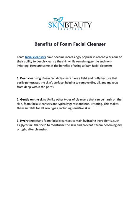 PPT - Benefits of Foam Facial Cleanser PowerPoint Presentation, free download - ID:12005348