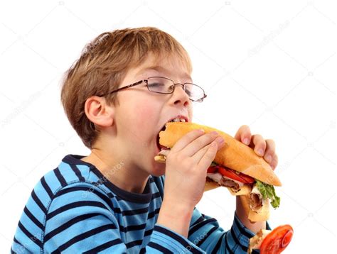 Boy eating large sandwich ⬇ Stock Photo, Image by © halina_photo #2976169