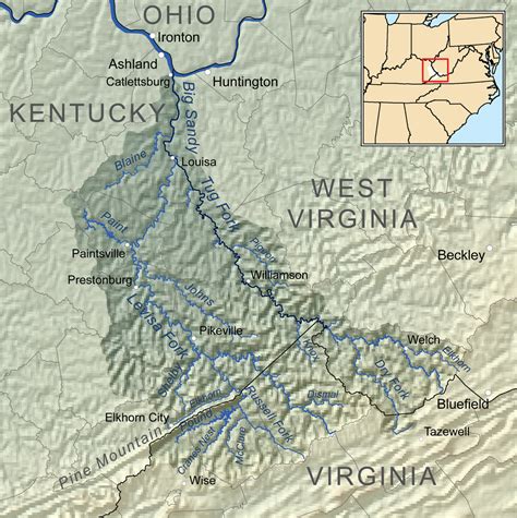 Big Sandy River Map | Hatfields and mccoys, Hatfield and mccoy feud, West virginia