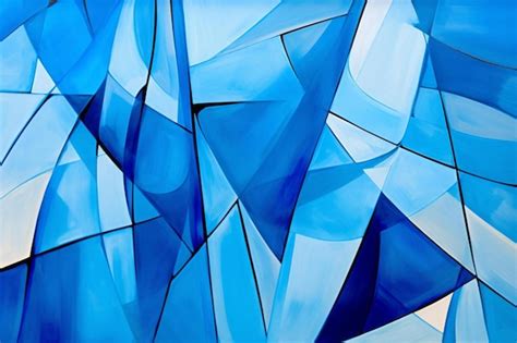 Premium AI Image | a painting of a blue abstract geometric background