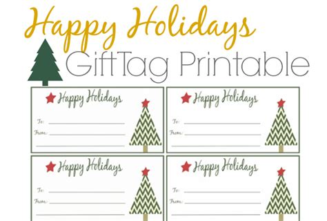 Happy Holidays Gift Tags Free Printable