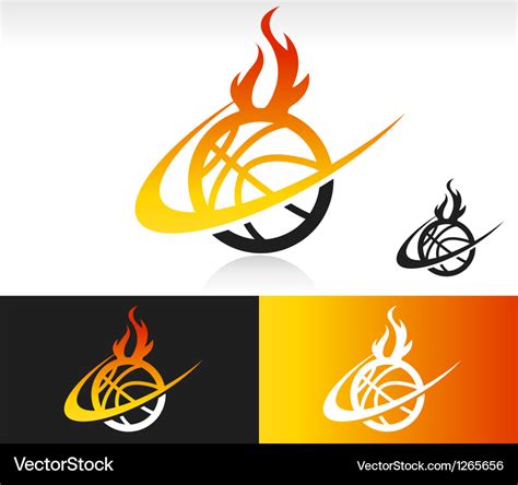 Fire swoosh basketball logo icon Royalty Free Vector Image