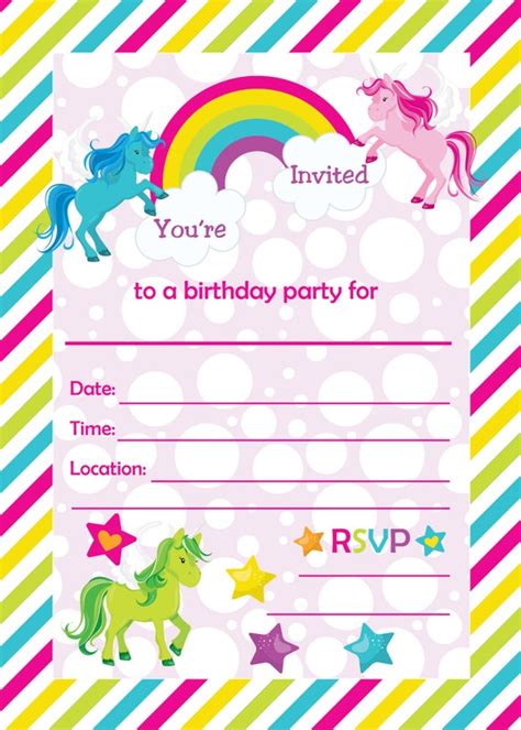 Fill in Birthday Party Invitations Printable Rainbows and - Etsy