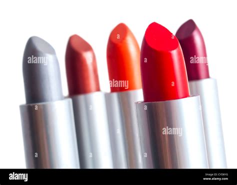 Variety of shades of red lipstick Stock Photo - Alamy