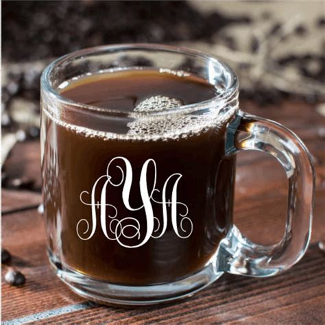 Monogram Glass Coffee Mug - Etsy