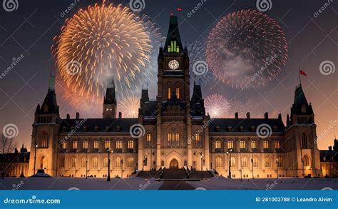 Fireworks Over Parliament Hill.AI Generated Stock Illustration ...