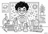 A Curious Young scientist Discovers The World  Science Coloring Pages sketch template