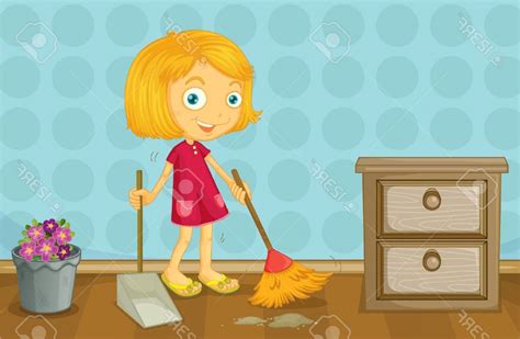 girl cleaning room room clipart - Clipground