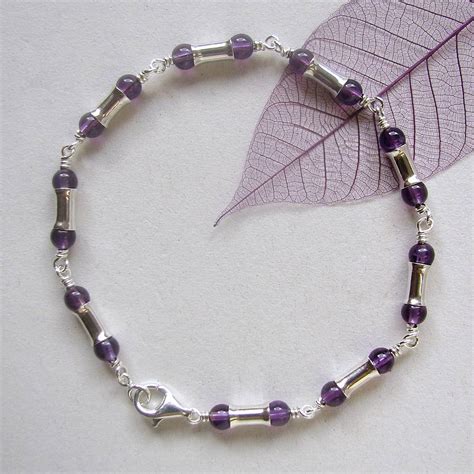 amethyst handmade sterling silver bracelet by louise mary designs | notonthehighstreet.com