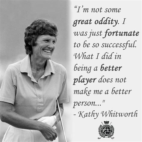 a woman holding a tennis racquet in front of a quote from kathy whitworth