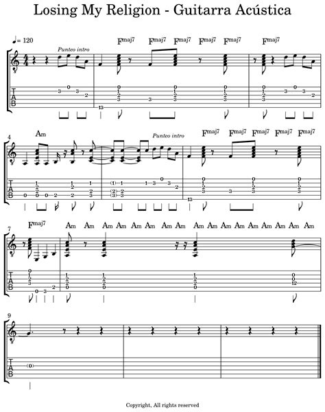 Losing My Religion - Guitarra Acústica - Sheet music for Acoustic Guitar