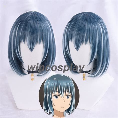 Hinamatsuri Nitta Hina Cosplay wig Highlights Indigo Hair Wig Anime New