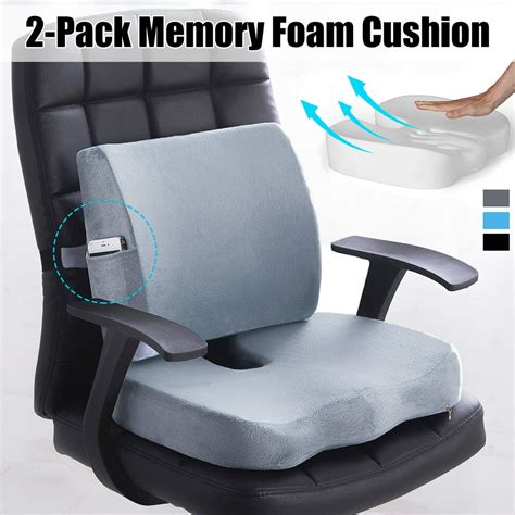 2pcs Memory Foam Seat Cushion Lumbar Back Support Seat Pad Mat Washable Indoor Use - Walmart.com ...