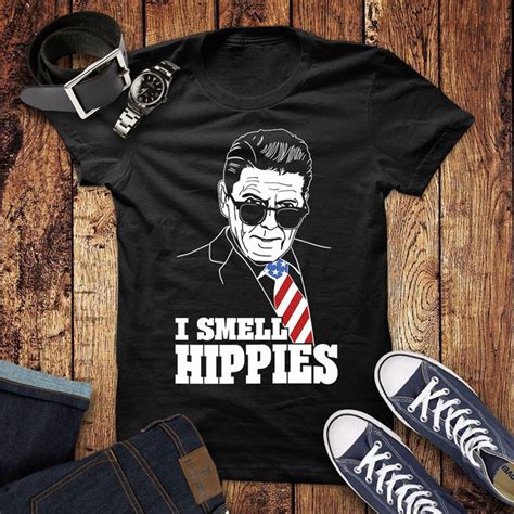 I Smell Hippies Shirt - Funny Ronald Reagan T-Shirt - Patriotic USA ...