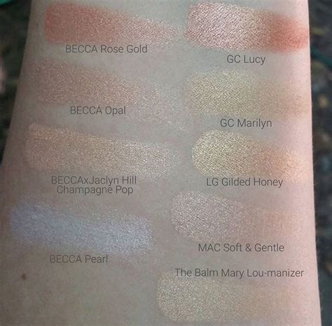 BECCA highlight swatches | Highlighter swatches, Becca highlighter swatches, Becca highlighter