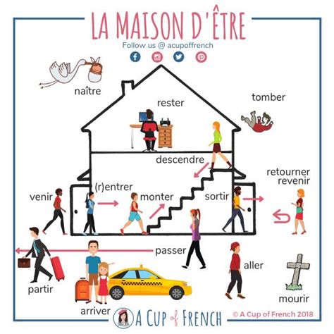 French verbs using ÊTRE in past tense PASSÉ COMPOSÉ | A Cup of French | Geçmiş zaman, French ...