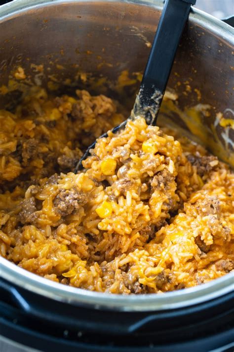 Instant Pot Cheesy Ground Beef and Rice - Spicy Southern Kitchen