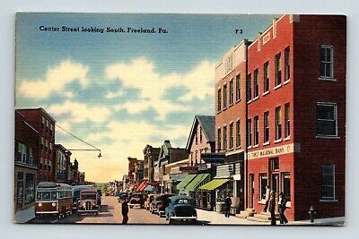 FREELAND PA PENNSYLVANIA OLD VIEW ON CENTER STREET LOOKING SOUTH ...