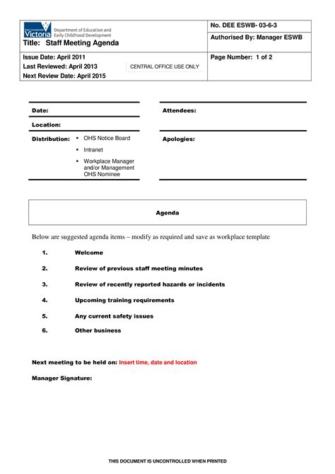 Staff Meeting Template Database