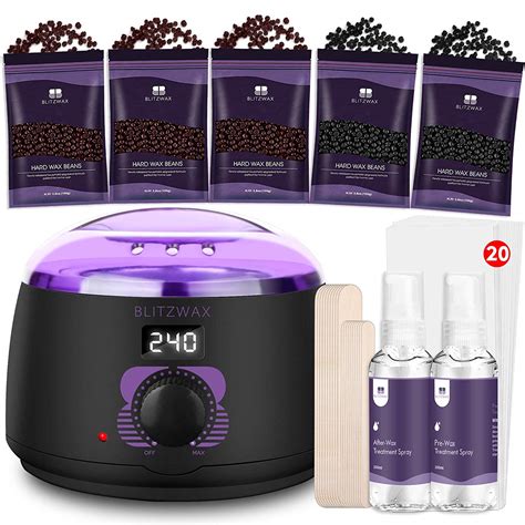 BLITZWAX Waxing Kit for Women Men Digital Wax Warmer Hard Wax Kit with 50 Wax Accessories 17.5oz ...