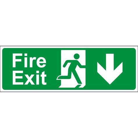 Arrow Down Fire Exit Signs | Emergency Escape Fire Safety Signs