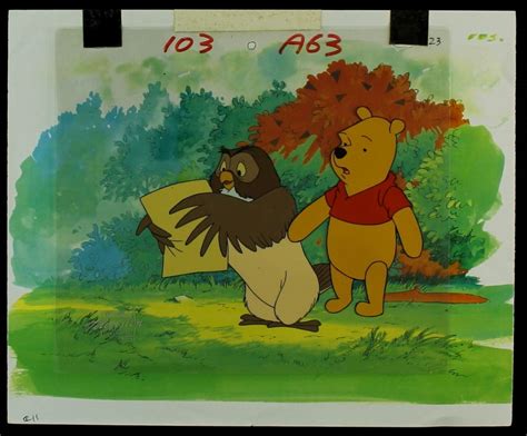 Vintage Winnie The Pooh & Owl Animation Cel - Disney Collectible