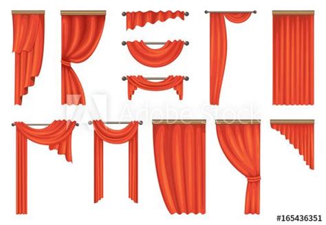 Vector set of theatre red curtains | Silk curtains, Red curtains, Curtains