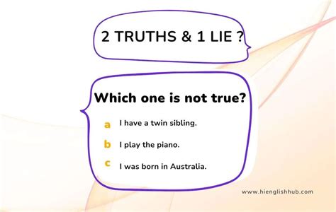 201+ Best Two Truths And A Lie Ideas (Free Worksheet & Instructions) - Hi English Hub