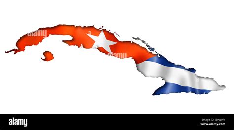 Cuba flag map, three dimensional render, isolated on white Stock Photo ...