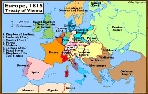 Map of Europe before after Congress of Vienna | Will This Be On The Test?