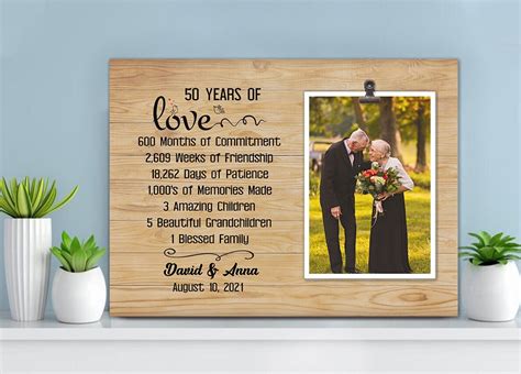 Custom 50th Wedding Anniversary Personalized Photo Frames, Golden ...