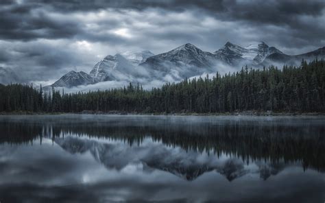 Reflection Of Cloud And Mountains In Forest Lake Wallpaper, HD Nature 4K Wallpapers, Images and ...