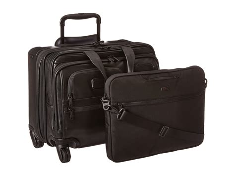 Tumi Alpha 2 - 4 Wheeled Deluxe Leather Brief with Laptop Case at Zappos.com