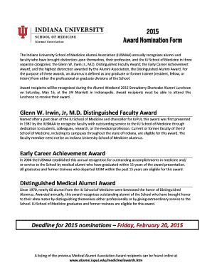 Fillable Online The Indiana University School of Medicine Alumni Association (IUSMAA) annually ...