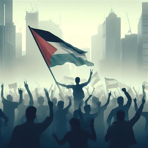 Premium AI Image | People protesting in city with Palestine flag ...