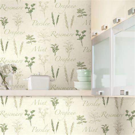 Herbs Food Wallpaper by Brewster Home Fashions $1.57/sq ft | Kitchen ...