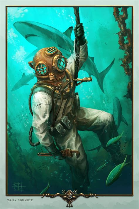 Daily Commute by Randall Mackey | Illustration | 2D | CGSociety | Deep sea diver art, Underwater ...