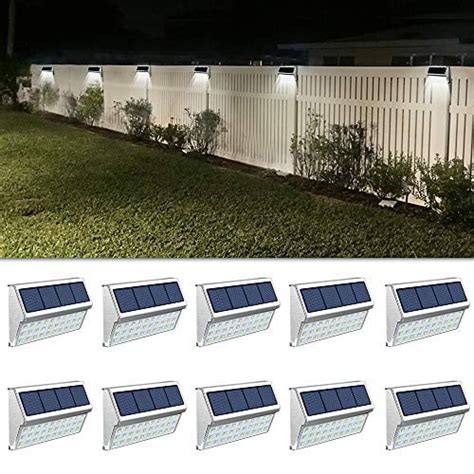 ROSHWEY Deck Lights Outdoor 30 LED Stainless Steel Fence Post Solar Lamps Waterproof Step ...