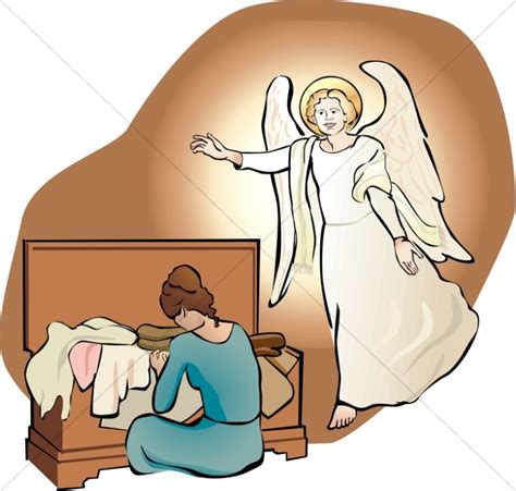 An Angel Visits Mary with her Trousseau | Nativity Clipart