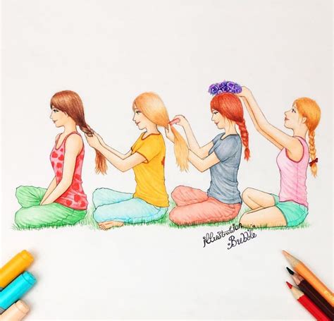 Comb hairs | Drawings of friends, Bff drawings, Best friend drawings