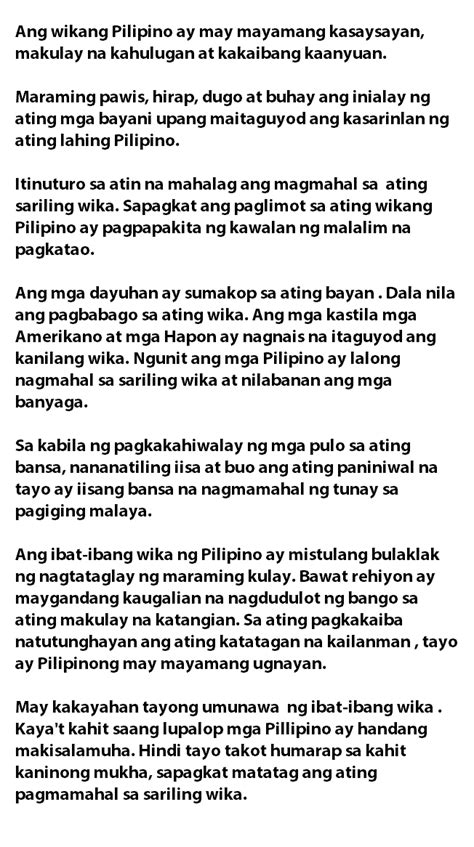 🎉 Mga talumpati tungkol sa wikang filipino. Mga Halimbawa ng Talumpati Tungkol sa Wika (7 ...