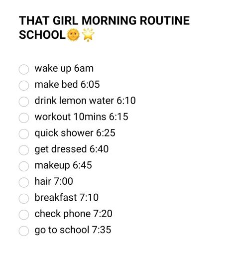 Perfect THAT girl morning routine school🌞🌟 | Morning routine school, School morning routine ...