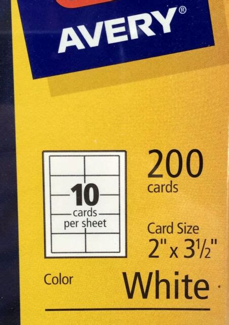 Avery Clean Edge Printable Business Cards 2" x 3.5" White 200/Pack 5871 or 8371 | eBay