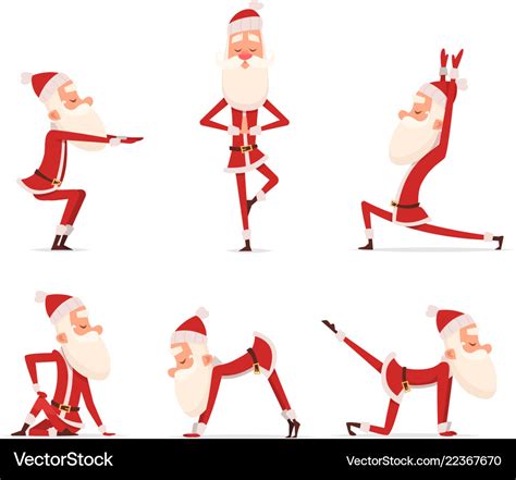 Santa yoga poses christmas winter holiday sport Vector Image