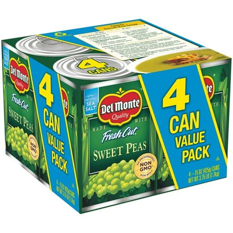 Del Monte Fresh Cut Sweet Peas, 15 Oz, 4 Count Box - Walmart.com ...