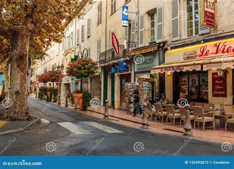 Street in the Old Town Antibes in France Editorial Stock Photo - Image ...