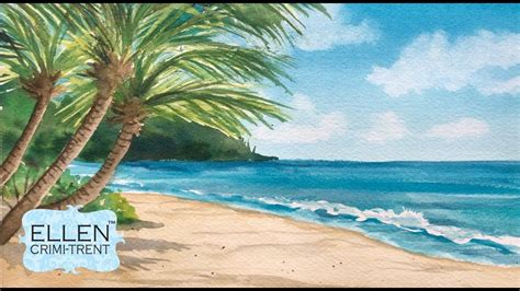 Tropical Beach Watercolor Painting/ Step by Step tutorial for Beginners ...