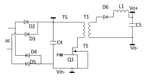 Schematic diagram of switching power supply with flyback topology ...