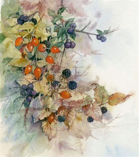 Autumn Hedgerow - Watercolour Watercolor Art Journal, Fall Watercolor, Watercolor Flowers ...