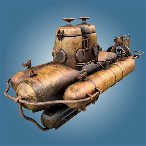 old mini submarine 3d obj